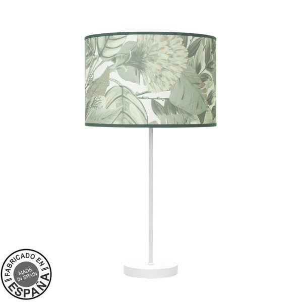 Lámpara sobremesa Alto Moda Abrila 1xE27 blanco/verde 63cm, diseño moderno en metal y textil, iluminación difusa fabricada en España para decoración interior.