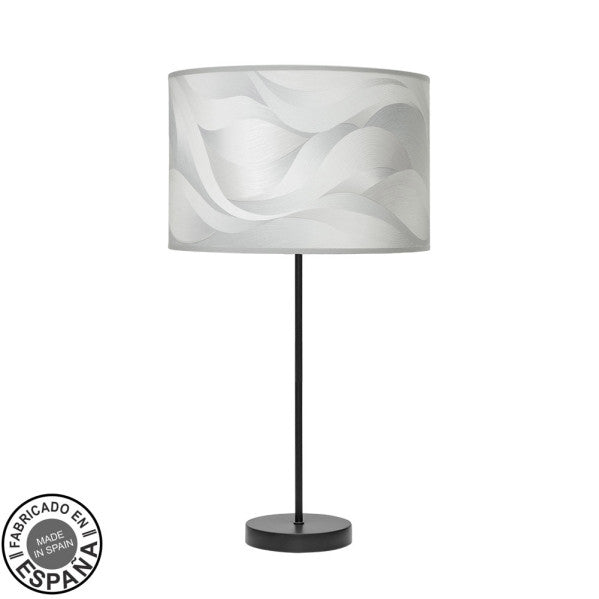 Lámpara de sobremesa Alto Moda en negro y ola gris de Abrila, diseño moderno boho chic con metal textil para decoración e iluminación interior doméstica