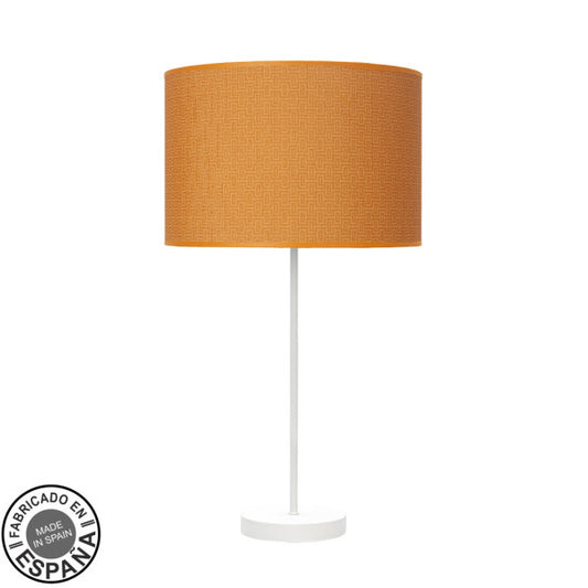 Lámpara de sobremesa Alto Moda blanco/naranja Abrila, diseño minimalista boho chic en metal y textil para luz difusa y decoración interior doméstica
