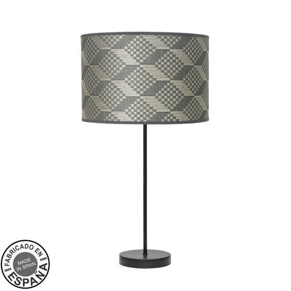 Lámpara de sobremesa Alto Moda en negro y gris Tetris 63x30x30cm, diseño minimalista moderno de Abrila en metal y textil para decoración interior española
