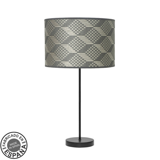 Lámpara de sobremesa Alto Moda en negro y gris Tetris 63x30x30cm, diseño minimalista moderno de Abrila en metal y textil para decoración interior española