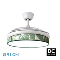 Alt Image: Ventilador de techo DC Moda 72W blanco/verde Abrila con aspas retráctiles y LED integrado para interiores domésticos, ideal para ventilación en verano e invierno, con iluminación ajustable.