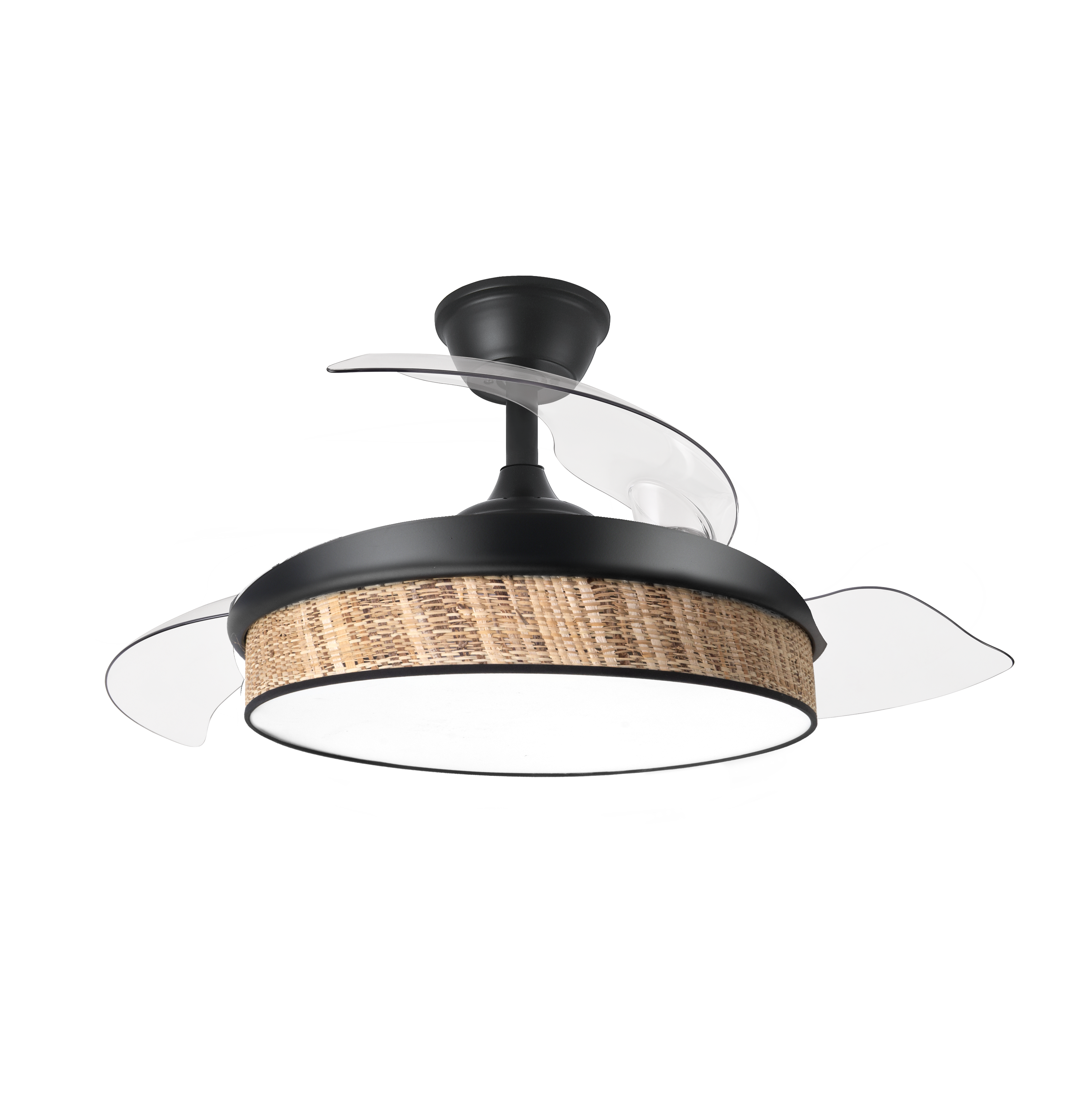 Aquí tienes un texto optimizado para el atributo `alt` de la imagen del producto:

Ventilador de techo DC Moda 72W negro 91cm de Abrila con aspas retráctiles, cañizo oscuro, LED integrado, ideal para interior doméstico, ventilación en verano e invierno.

Este texto incluye las palabras clave más relevantes y describe de manera concisa las características principales del producto.