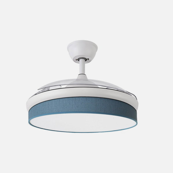 Alt Image: Ventilador de techo DC Moda 72W en blanco y azul con aspas retráctiles y LED integrado, ideal para interiores domésticos, Abrila modelo 212480801