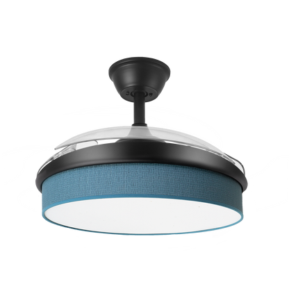 Alt Image: Ventilador de techo DC Moda 72W Negro/Azul 91cm de Abrila con LED integrado y mando remoto. Diseño moderno con aspas retráctiles, ideal para ventilación interior y ahorro de energía. Modelo 212480809.