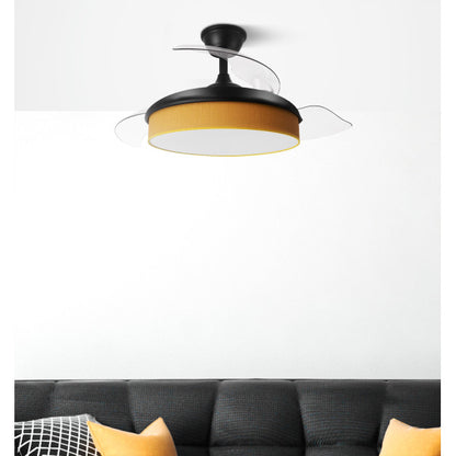 Alt Image: Ventilador de techo Abrila con aspas retráctiles, diseño MODA en negro y naranja, motor DC, iluminación LED integrada, control remoto, ideal para interiores domésticos.