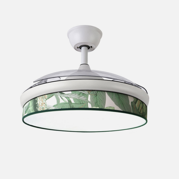 Alt Image:
Ventilador techo DC Ai2 Abrila blanco verde 72W con iluminación LED, ideales para verano e invierno, uso interior doméstico, con motor DC y aspas retráctiles.