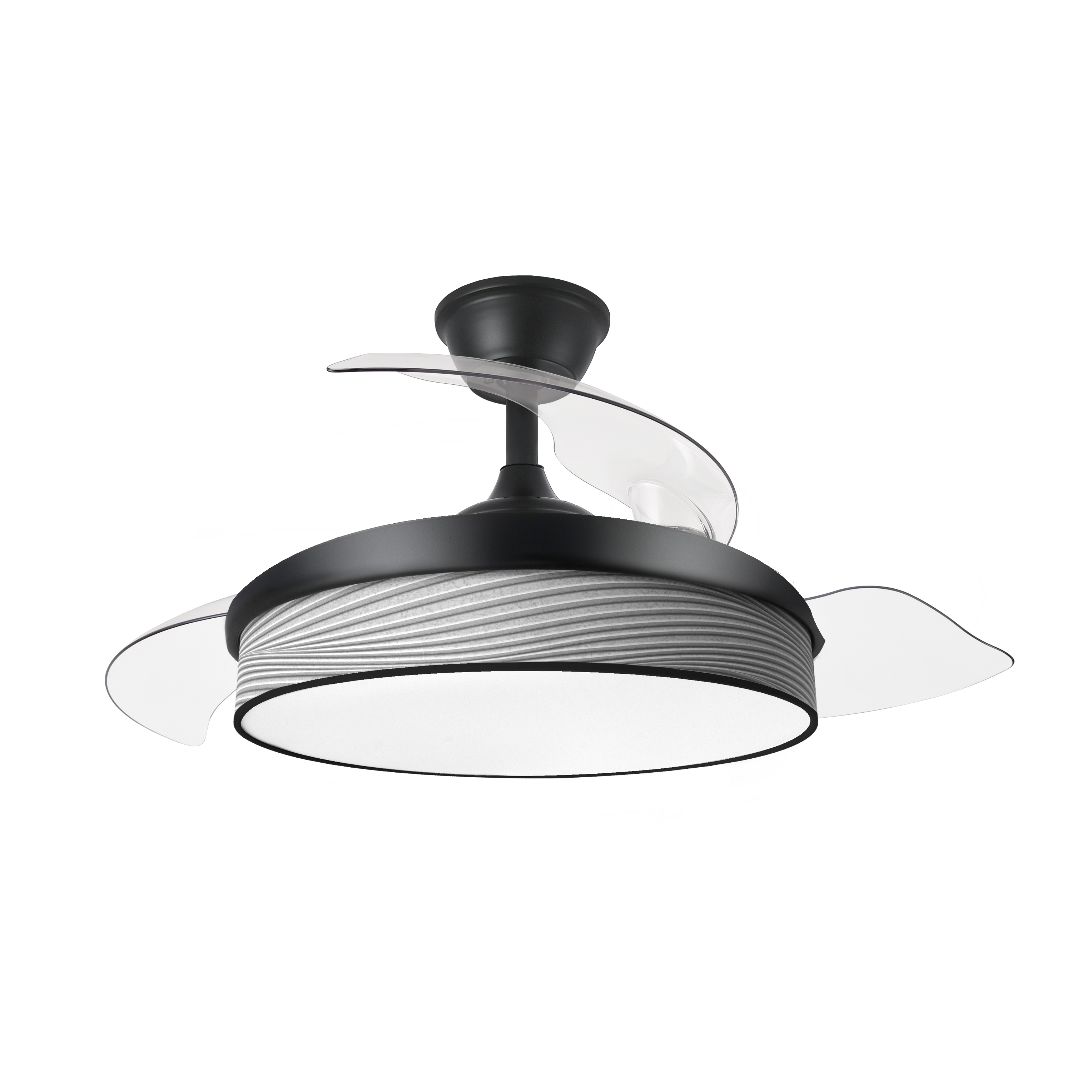 Alt Text Optimizado:
Ventilador de Techo Led con Aspas Retráctiles de Abrila, Modelo 212490409 en Negro y Surco Gris, con Motor DC y Diseño Moderno para Interiores - Abrila ai2 MODA