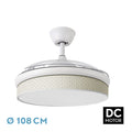 Alt Text Optimizado:
```
Ventilador de techo DC moda Abrila 72W aspas retráctiles, ideal para aireación interior doméstica con LED integrado, perfecto para verano e invierno. Elegancia en blanco.
```