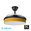Alt de la foto:
Alt= Ventilador de techo.moderno Abrila 72W-MODA Negro-Amarillo 108cm con motor DC, espadas retráctiles montaje interior’ai2 doméstico, cuenta con luz LED integrada luminosidad ajustable”“