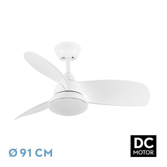 ```markdown
alt=Ventilador de techo Atomo 24W blanco 3 aspas | Abrila con luz LED regulable
```