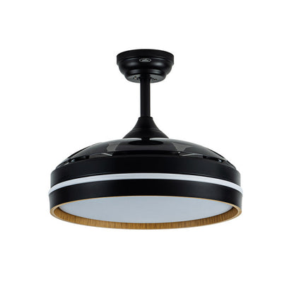 `alt=Ventilador Techo DC Nalon 72W Negro/Madera Oscura con aspas retráctiles y LED integrado de Abrila`