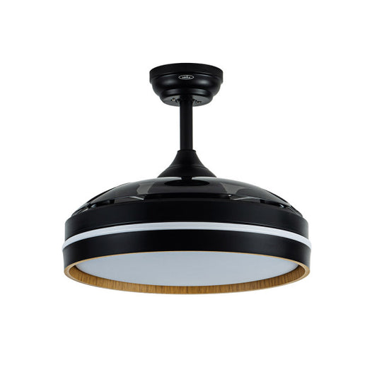 `alt=Ventilador Techo DC Nalon 72W Negro/Madera Oscura con aspas retráctiles y LED integrado de Abrila`