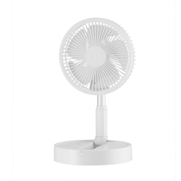 Este es un texto alternativo optimizado para SEO para la imagen:

Ventilador portátil Galan blanco 10W plegable, modelo Abrila 213471001. Ideal para uso doméstico, fabricado en metal y ABS, con mandos a distancia y temporizador. Recargable con batería, perfecto para ambas aire y espacio en pequeños rincones de la casa.
