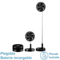 Ventilador portátil plegable Galan negro de 10W, recargable con batería de litio, ideal para interiores domésticos.