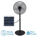 `alt=Ventilador de Pie Solar Rialto Negro 30W de Abrila - Ahorro de Energía con Batería de Litio y Puerto USB`