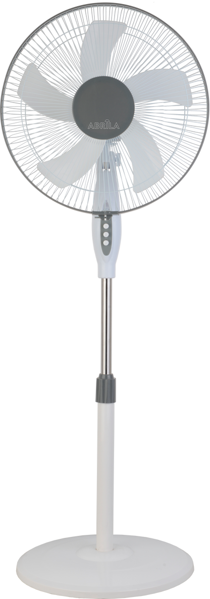 Alt Image: Ventilador de Pie Belmonte Blanco/Gris 45W, Modelo 213841001 de Abrila con 5 Aspas, Ideal para Interiores Domésticos, Rotatorio y Orientable, Fabricado en Aluminio y Policarbonato