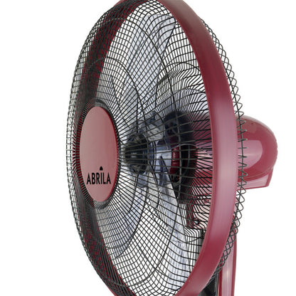 Ventilador de pie Borlon negro/burdeos 55W de Abrila, modelo 213941030. Diseño moderno en aluminio, con oscilación y temporizador. Incluye mando a distancia para un control cómodo y eficiente. Ideal para uso doméstico, proporciona una brisa refrescante en cualquier estancia.