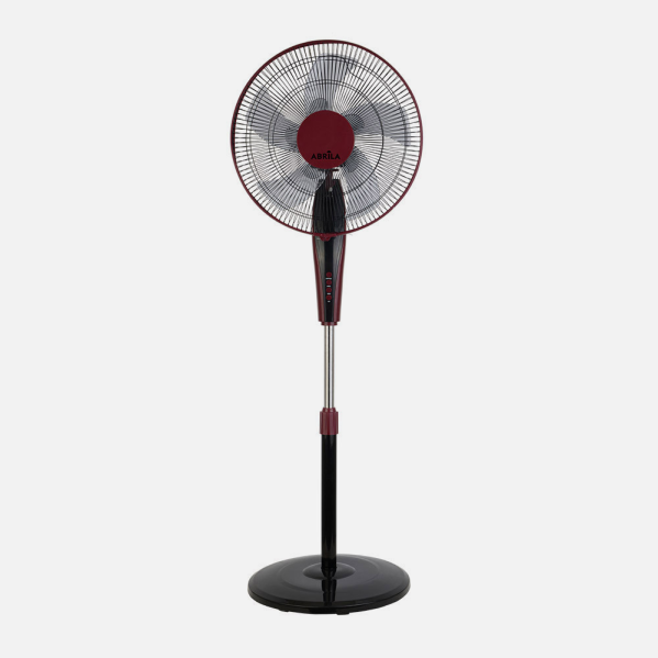 `alt=Ventilador de Pie Borlon Negro/Burdeos 55W de Abrila con Mando a Distancia y Temporizador - Modelo 213941030`