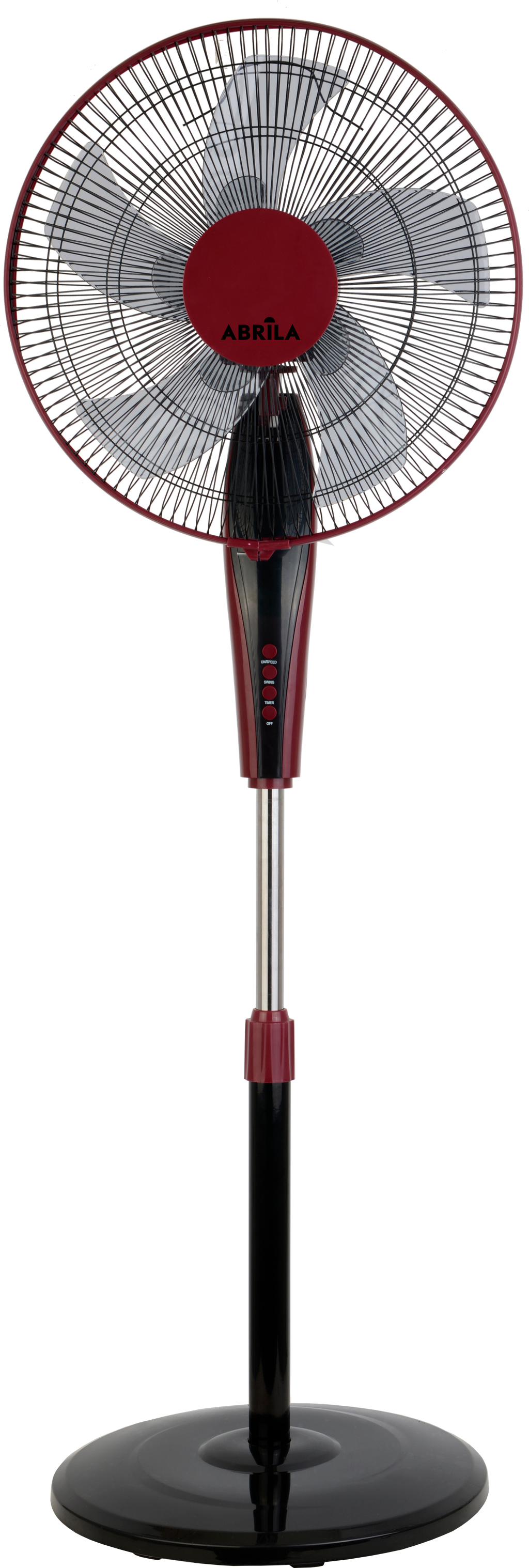 `alt=Ventilador de Pie Borlon Negro/Burdeos 55W Abrila Modelo 213941030 con Mando a Distancia y Temporizador`