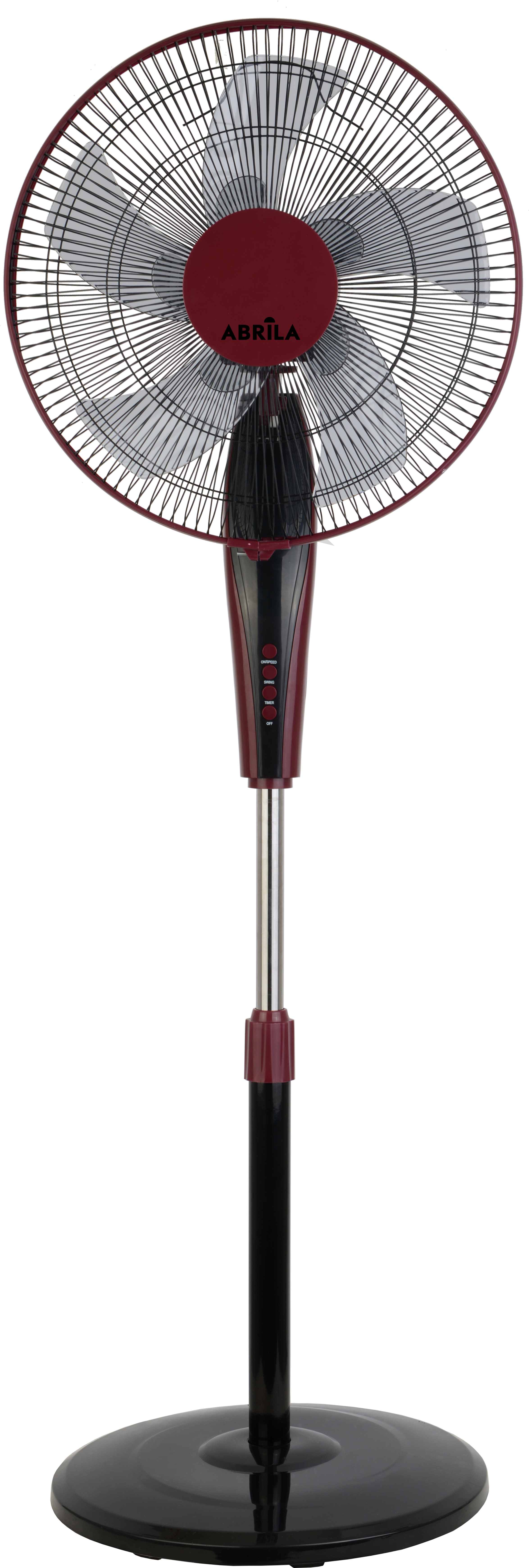 `alt=Ventilador de Pie Borlon Negro/Burdeos 55W Abrila Modelo 213941030 con Mando a Distancia y Temporizador`