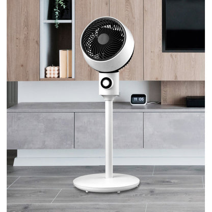 `alt=Ventilador de Pie Ozono Blanco/Negro 40W Abrila Modelo 214341026 - Oscilante y Rotatorio para Uso Doméstico Interior`