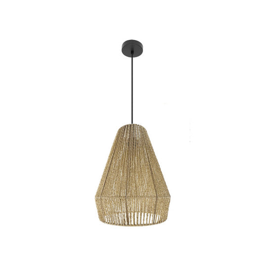 Lámpara colgante Calabria negro/natural 34x34 cm Abrila, diseño minimalista con cuerda metal para iluminación interior y decoración doméstica