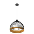 Colgante Gaston negro/natural 30x30cm Abrila, lámpara colgante de metal y rattan para decoración de interiores vintage rústico y farmhouse chic