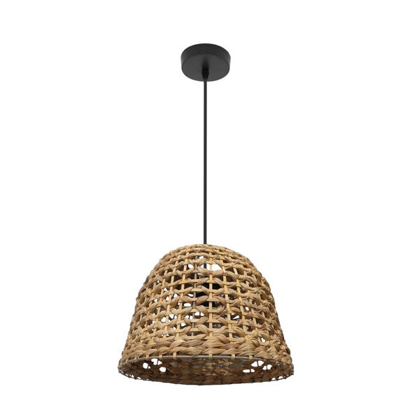 Lámpara colgante Darro en negro y natural de 35x35 cm de Abrila, diseño en metal vegetal marino para iluminación doméstica y decoración interior natural con casquillo E27