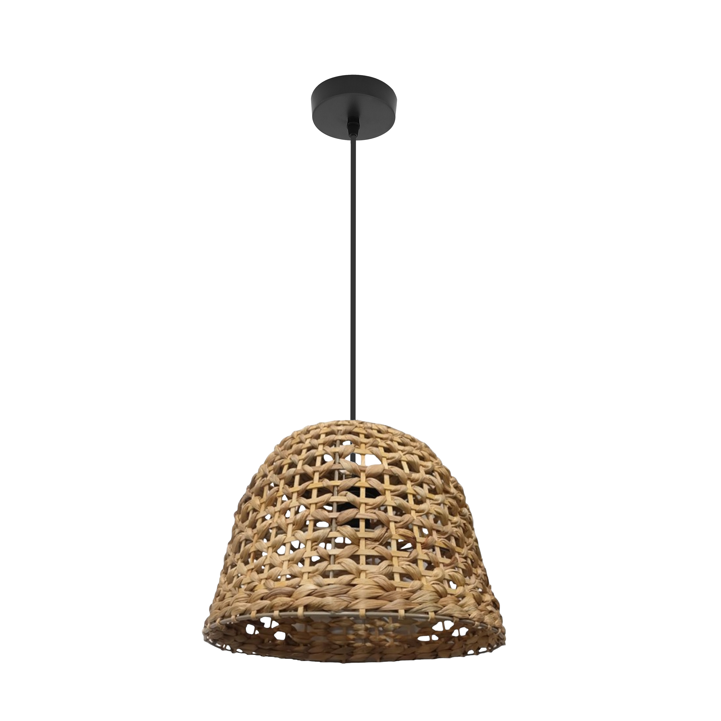 Lámpara colgante Darro negro y natural 35x35cm de Abrila, diseño en metal vegetal marino para decoración interior y iluminación doméstica con casquillo E27