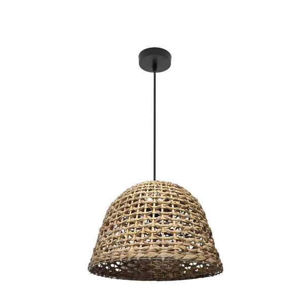 Colgante Darro negro/natural 1xE27 de Abrila, lámpara colgante diseño metal vegetal marino para iluminación interior doméstica y decoración moderna