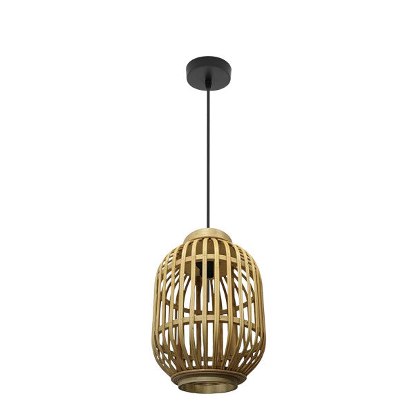 Colgante Diezma negro y bambú natural Abrila, lámpara colgante para decoración oriental vintage rústica en interiores domésticos con luz difusa