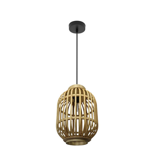 Colgante Diezma negro y bambú natural Abrila, lámpara colgante para decoración oriental vintage rústica en interiores domésticos con luz difusa