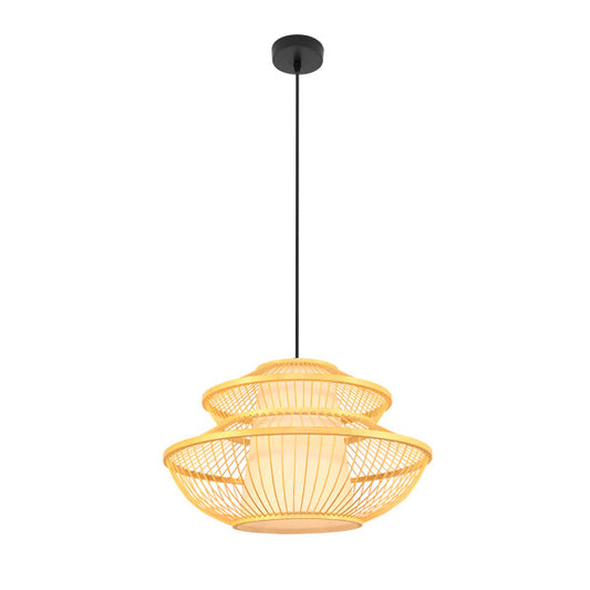 Lámpara colgante Denzo de bambú negro/natural Abrila, farol japonés minimalista con metal, bambú y pergamino para iluminación difusa en decoración interior doméstica