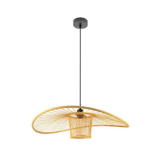 Lámpara colgante Dylan de bambú y metal en negro/natural 60x60cm, diseño minimalista nórdico Abrila para iluminación oriental en interiores domésticos