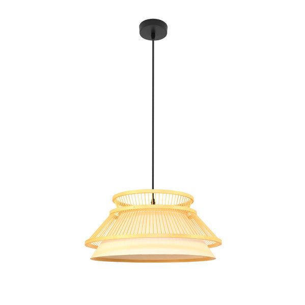 Colgante de lámpara Bertino en bambú negro y natural de Abrila, diseño oriental ecológico para decoración interior con iluminación cálida doméstica