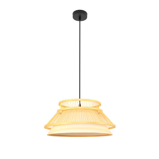 Colgante de lámpara Bertino en bambú negro y natural de Abrila, diseño oriental ecológico para decoración interior con iluminación cálida doméstica