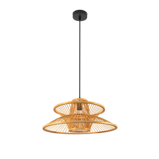 Lámpara colgante Bento de bambú negro y natural 1xE27 de Abrila, diseño minimalista nórdico para iluminación interior doméstica.