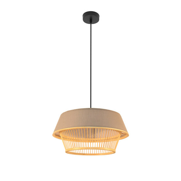 Lámpara colgante de bambú Yovani negro/natural 46cm, diseño minimalista farol japonés Abrila para iluminación interior y decoración.