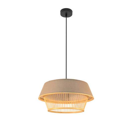 Lámpara colgante de bambú Yovani negro/natural 46cm, diseño minimalista farol japonés Abrila para iluminación interior y decoración.