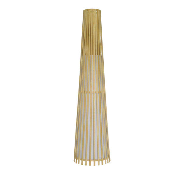 Lámpara de pie salón Kofi Natural en bambú de Abrila, diseño minimalista nórdico para iluminación interior difusa, 1xE27, código 222541186