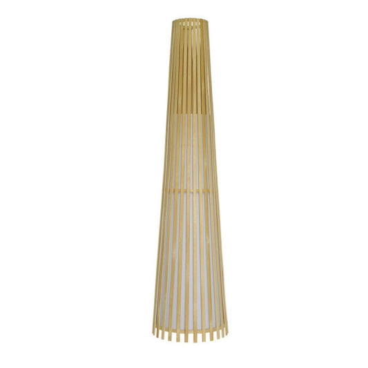 Lámpara de pie salón Kofi Natural en bambú de Abrila, diseño minimalista nórdico para iluminación interior difusa, 1xE27, código 222541186