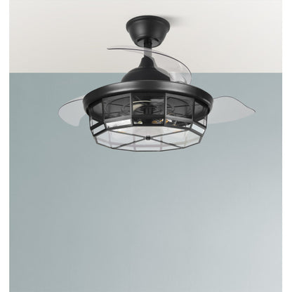 Alt Image: Ventilador de techo Tornado Negro 107cm Abrila 222691309 con 6 velocidades, aspas retráctiles, control remoto e iluminación integrada, ideal para interiores domésticos, motor DC, modelo AI2