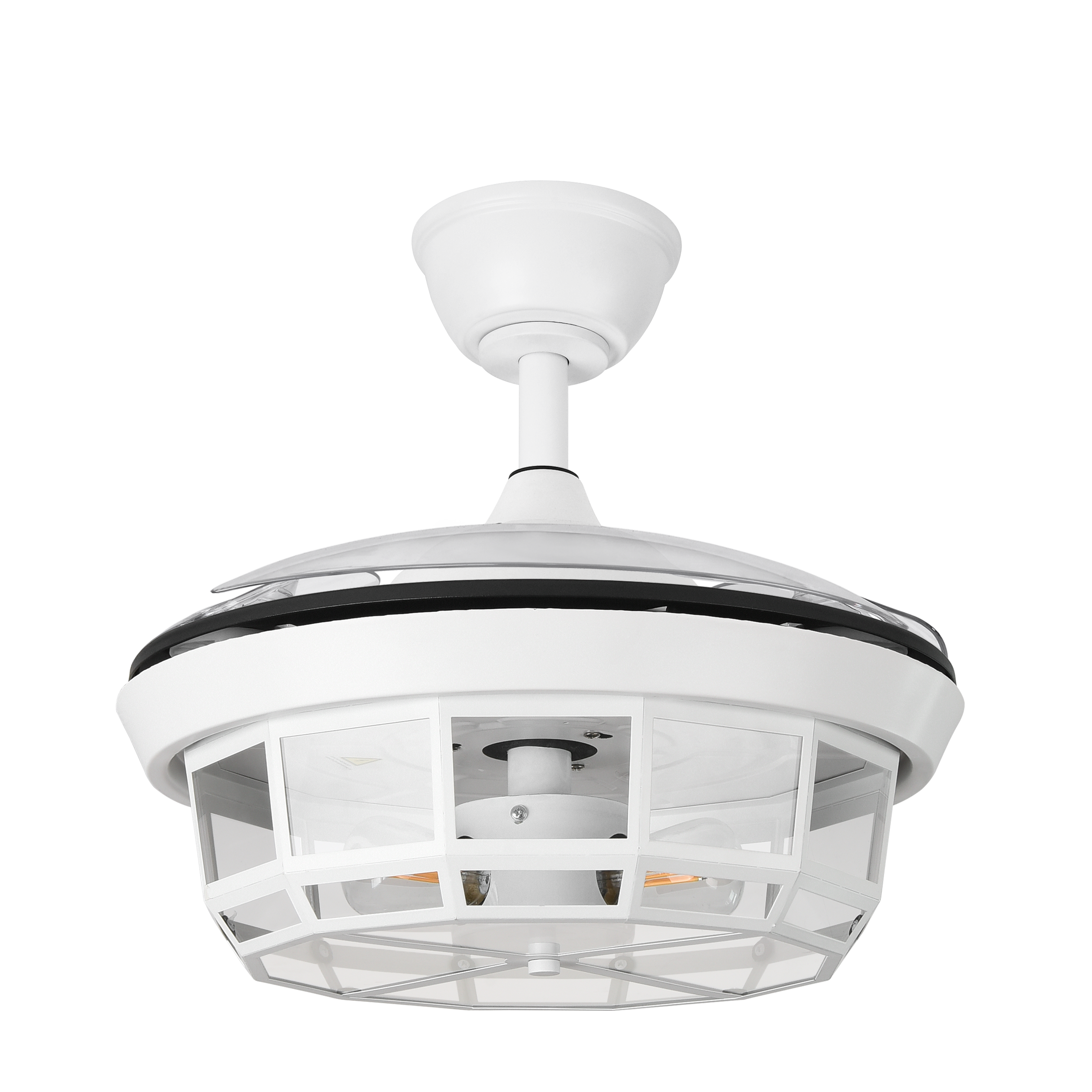 Alt Image: Ventilador de techo Tornado Mini Blanco de 91cm de Abrila, modelo 222699001. Diseñado para interiores domésticos con 6 velocidades ajustables, motor DC eficiente y aspas retraíbles. Incluye mando a distancia para control remoto y es ideal para ventilación en verano e invierno.