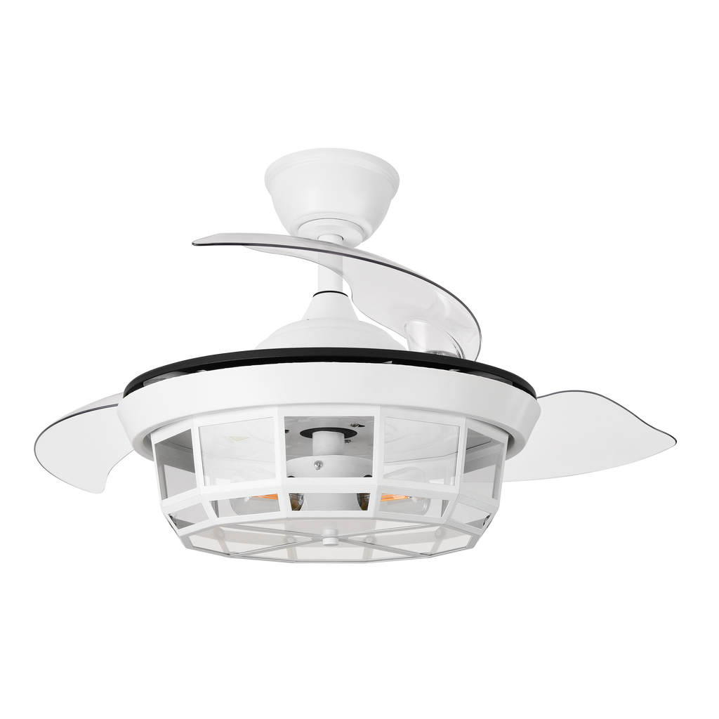 Alt Image: Ventilador de techo Tornado Mini Blanco 91cm Abrila 222699001 con 6 velocidades, aspas retraáctiles, motor DC, mando remoto, ideal para interiores domésticos, ventilación en verano e invierno