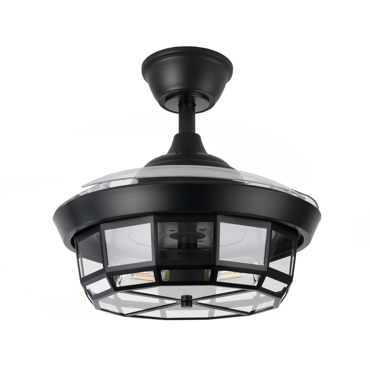 Ventilador de techo Tornado Mini Negro de 91 cm de Abrila, modelo 222699009. Diseño moderno y funcional con aspas retráctiles para un uso doméstico interior. Equipado con motor DC eficiente y silencioso, mando a distancia para un control cómodo y temporizador para programar su funcionamiento. Ideal para crear una brisa refrescante en cualquier estancia. Color negro elegante que se adapta a cualquier decoración.