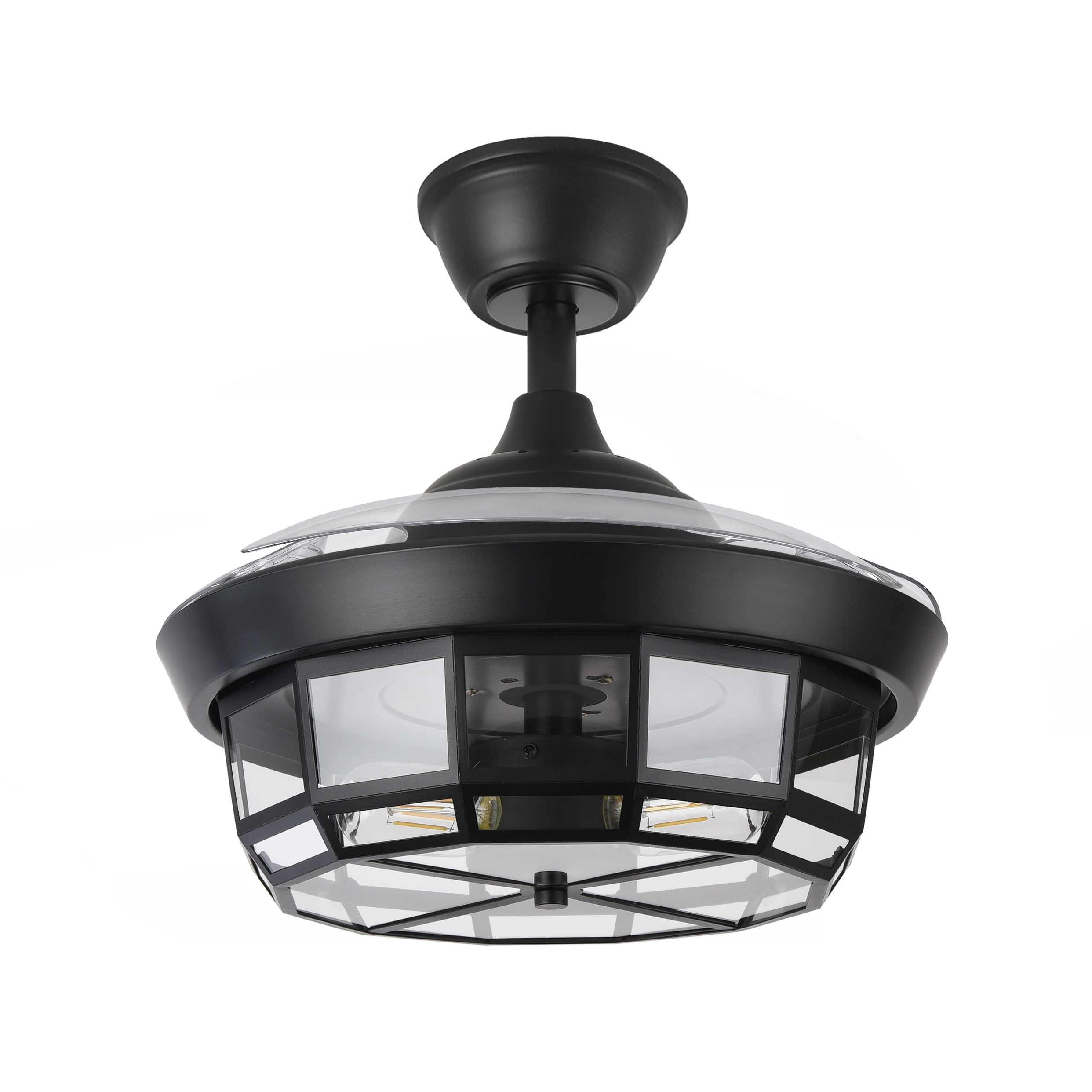 Ventilador de techo Tornado Mini Negro de 91 cm de Abrila, modelo 222699009. Diseño moderno y funcional con aspas retráctiles para un uso doméstico interior. Equipado con motor DC eficiente y silencioso, mando a distancia para un control cómodo y temporizador para programar su funcionamiento. Ideal para crear una brisa refrescante en cualquier estancia. Color negro elegante que se adapta a cualquier decoración.