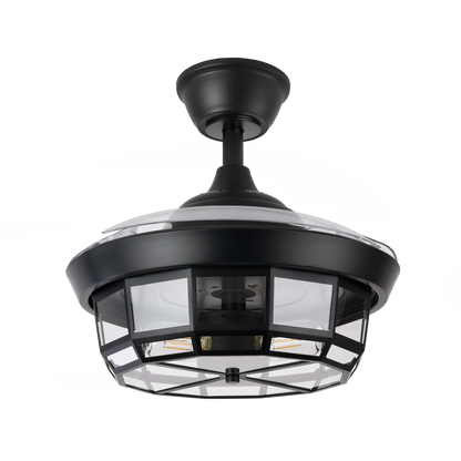 Ventilador de techo Tornado Mini Negro de 91 cm de Abrila, modelo 222699009. Diseño moderno y funcional con aspas retráctiles para un uso doméstico interior. Equipado con motor DC eficiente y silencioso, mando a distancia para un control cómodo y temporizador para programar su funcionamiento. Ideal para crear una brisa refrescante en cualquier estancia. Color negro elegante que se adapta a cualquier decoración.