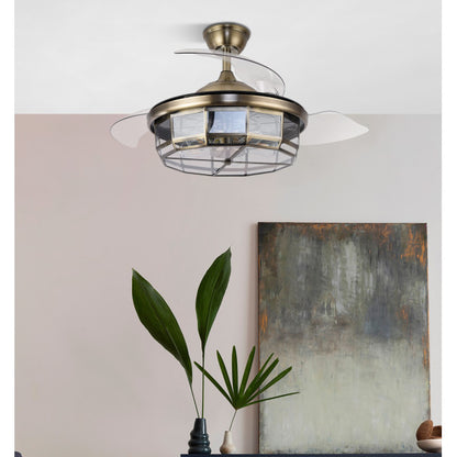 Ventilador de techo Tornado Mini Cuero de 91 cm de Abrila, modelo 222699014. Diseño elegante con acabado en cuero y aspas retráctiles. Ideal para interiores domésticos, con 6 velocidades ajustables y mando remoto para un control cómodo. Motor DC eficiente para un funcionamiento silencioso y duradero. Perfecto para la ventilación en verano e invierno.