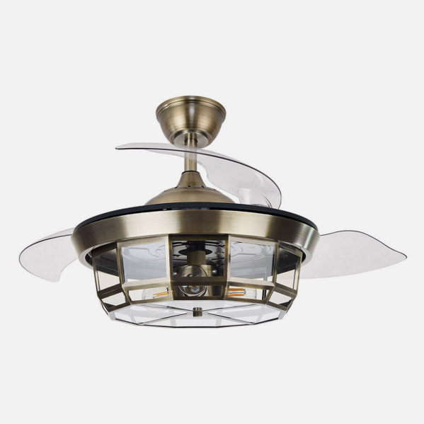 Alt Image: Ventilador de techo Tornado Mini Cuero 91cm de Abrila, modelo 222699014. Diseño elegante en cuero, ideal para interiores domésticos. Equipado con motor DC, 6 velocidades ajustables y aspas retráctiles. Funciona con mando remoto para comodidad total. Perfecto para ventilación en verano e invierno. #VentiladorTecho #TornadoMini #Abrila #VentilacionVeranoInvierno #MotorDC #AspasRetractiles #MandoRemoto #InteriorDomestico #Cuero